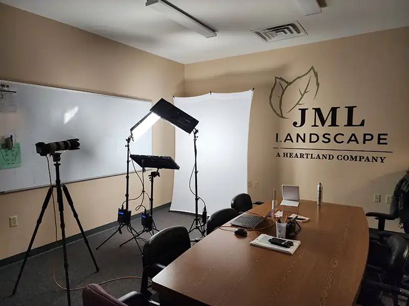 On-location headshot studio setup in JML Landscape Management conference room in Pittsburgh