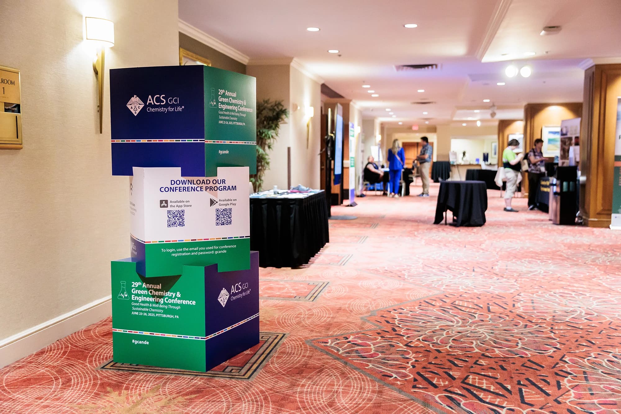 Conference exhibitor booth presentation